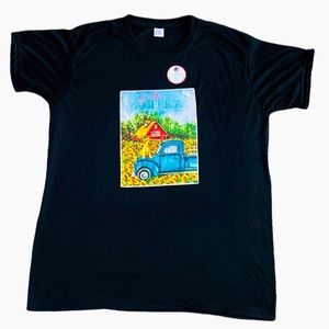 NWOT God Bless America Print Black Short Sleeve Tee Crew Neck T- Shirt